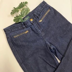 LAUREN RALPH LAUREN Dark Denim Jeans Sz 2 Zipper Front Pockets